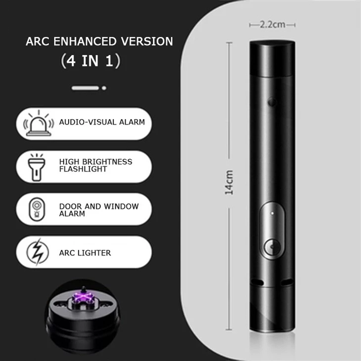 Electric Arc Sound Light Alarm Device Outdoor 500 Lumens Camping Emergency Self Defense Flashlight